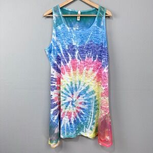Shoreline Tie Dye‎ Mesh Tank Top Sleeveless Coverup Beach Swim Size L Vacation
